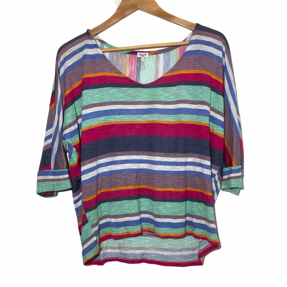 Splendid Womens Striped Slouch Rayon 3/4 Length Top Size M
